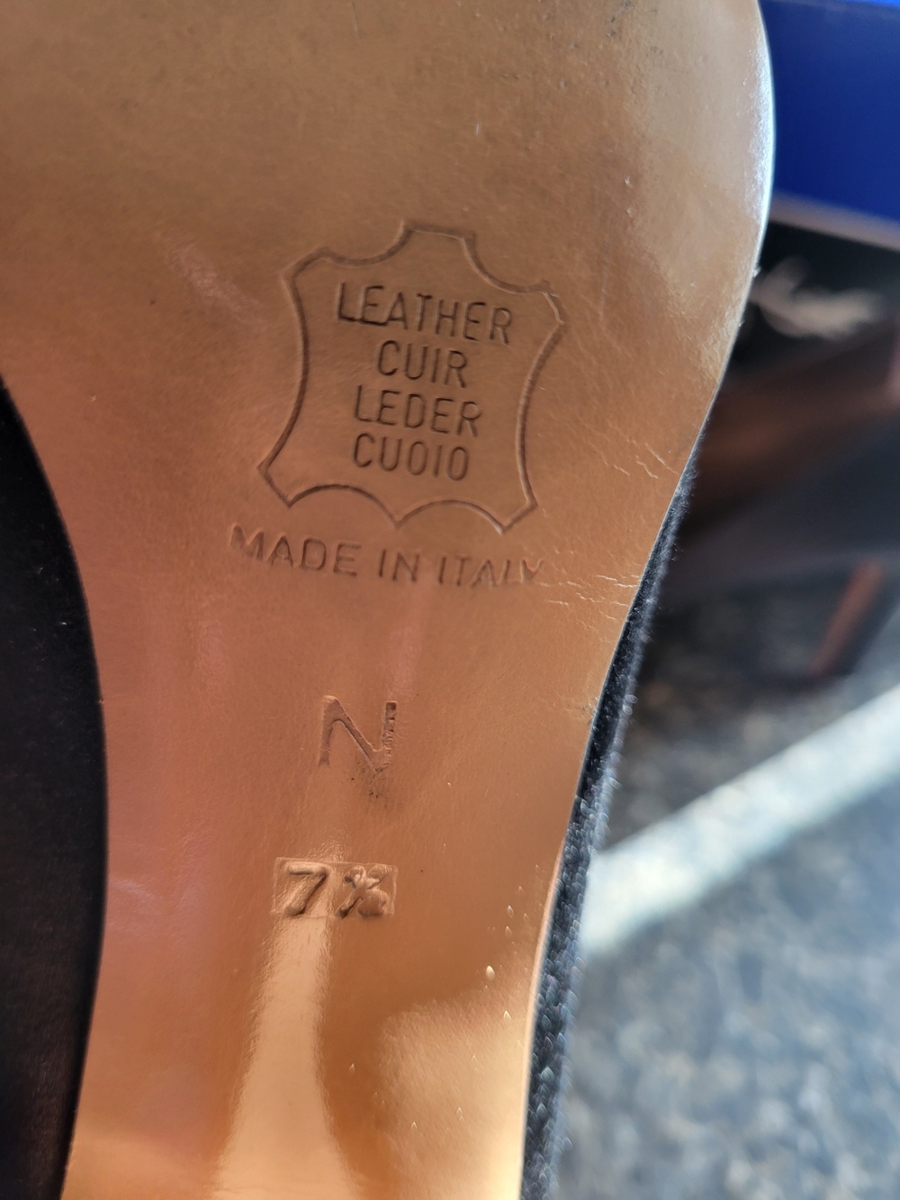 Vintage Yves Saint Laurent Black Satin Pointed Toe Pumps - Picture 6 of 8